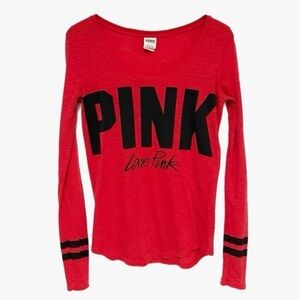 VS Pink Love Pink Long Sleeve Tee Sz XS